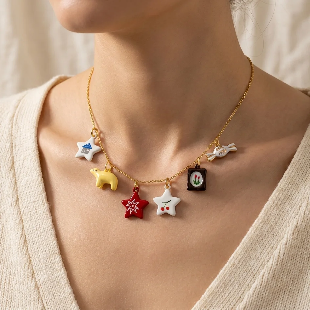 3 Stück einfache und modische neue Schnecken-, Hunde-, Fuchs-, Blumen- und Tiger-DIY-Anhänger für Schmuck. – Detail 1