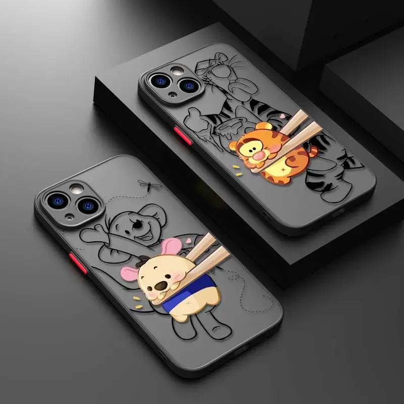 Piglet Roo Winnie Tigger Eeyore Phone Case for iPhone 15 14 13 Pro Max 12 11 Mini XR XS X Matte Frosted Translucent Funda