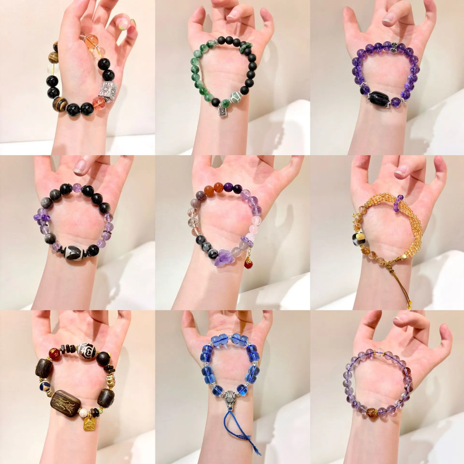 

Natural Amethyst Bracelet Women's Doubles Circle Crystal Bracelet New Chinese Style Niche Versatile
