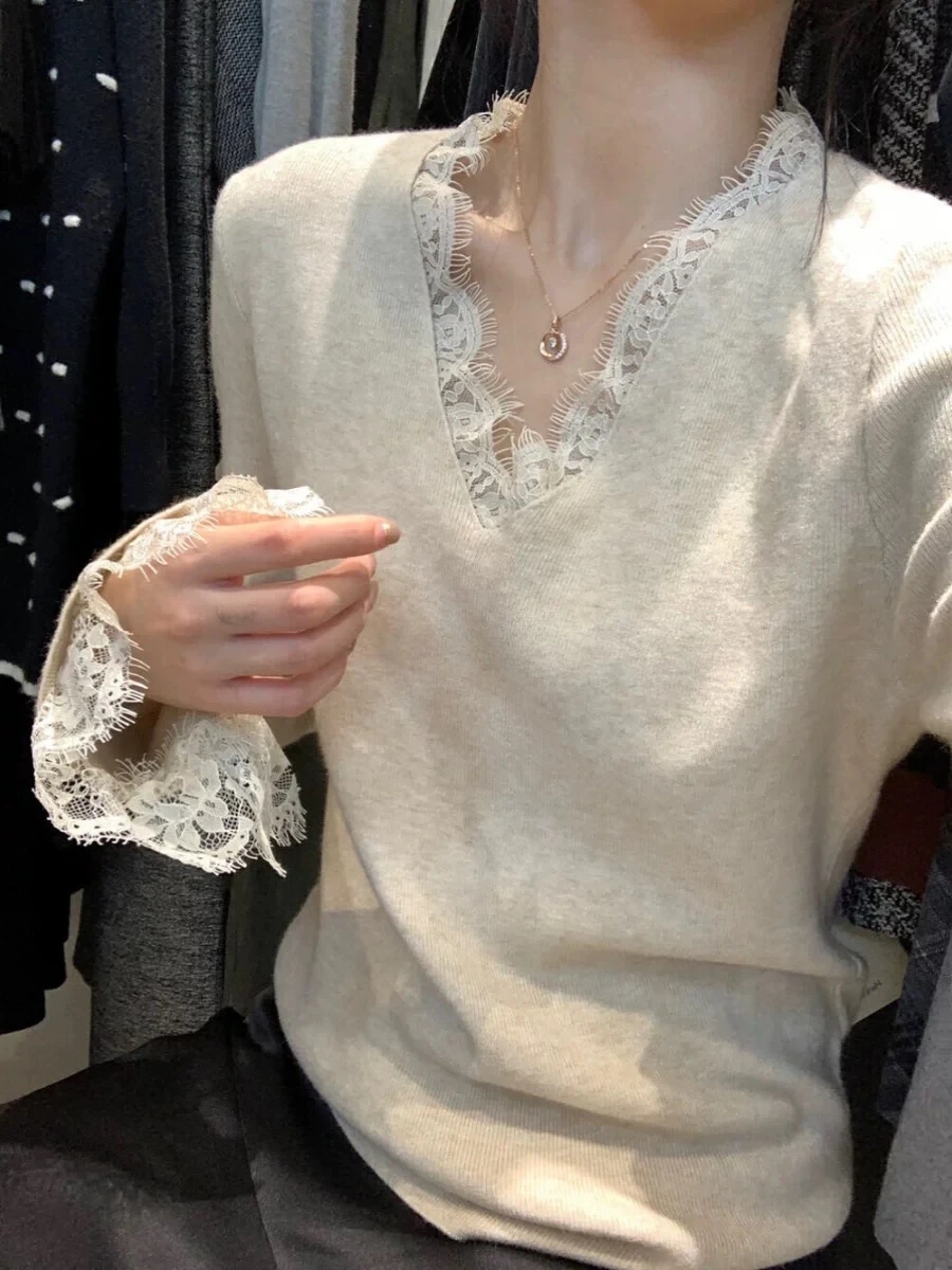 Swetry Bluzy Pulowery Damskie Kaszmir Damski Dzianina Dla Kobiet Metaliczne Ażurowe Koncert Festiwal Codzienne Zespół Rockowy Alternatywny Krój