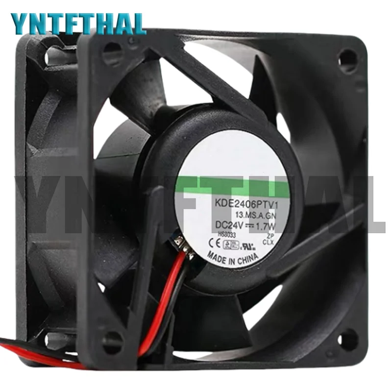 New KDE2406PTV1 DC24V 1.7W 60X60X25MM 2-Wire Cooling Fan