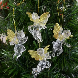 4pcs/set Christmas Transparent Angel Pendants Cute Angel Doll Xmas Tree Hanging Decorations For Home 2025 New Year Navidad Gifts