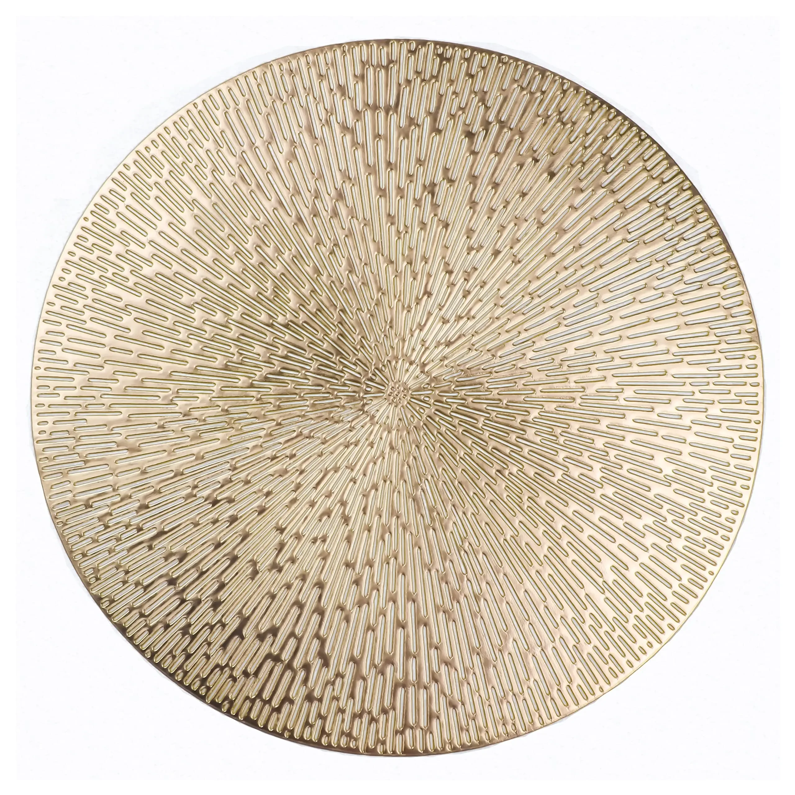 

Round Placemats Gold Metallic Set of 6 Vinyl Placemats 15in ,Easy Clean Wipeable Non-Slip Stain Heat Resistant Table Place Mats