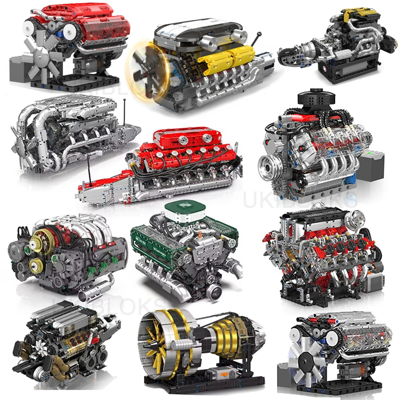 

Engine Building Blocks Model Series Technical STEM Toys Moc Tank V8 Engine Supercar W16 Bricks Assembly Toy Set Kids Adults Gift