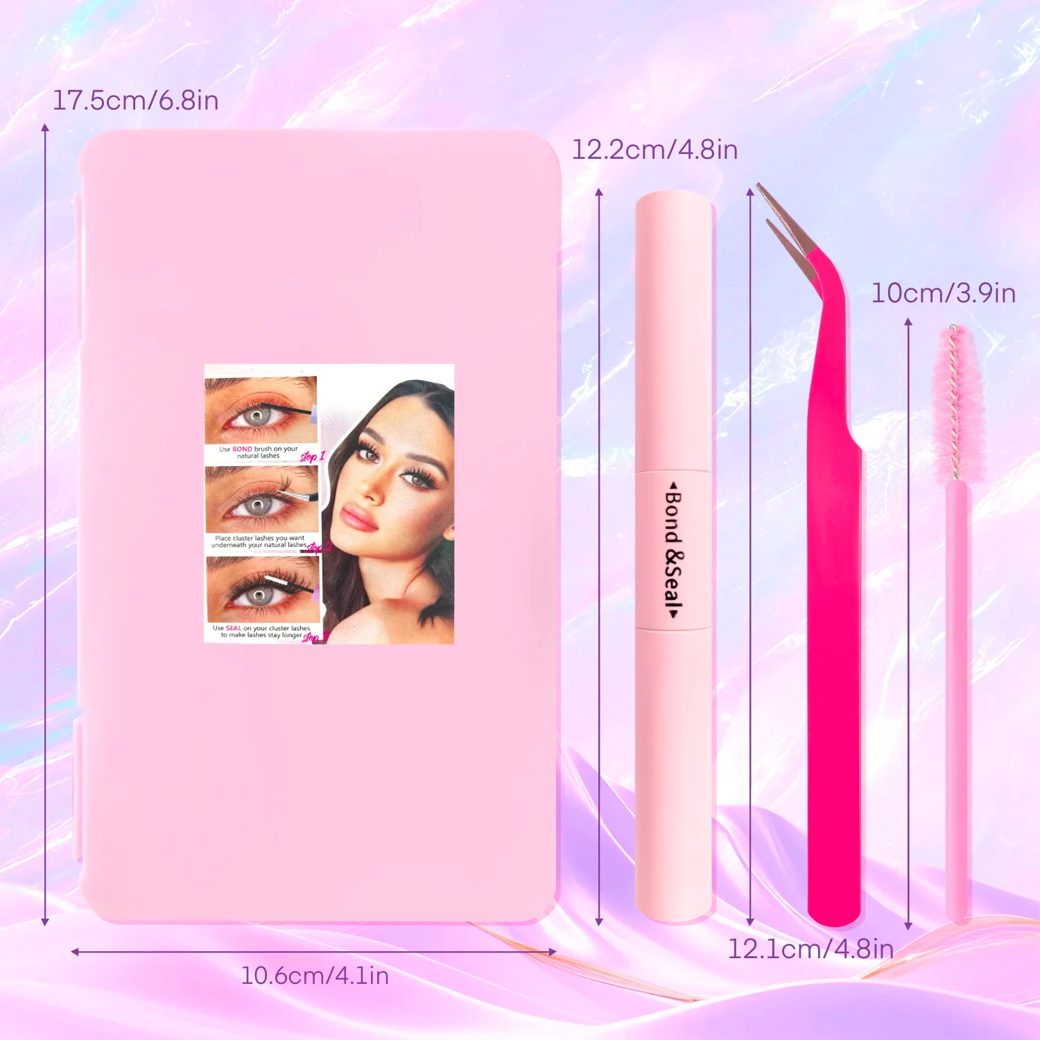 Zestaw do przedłużania rzęs 720/200 szt. Puszysty zestaw do przedłużania rzęs z klejem i utrwalaczem, pęseta do rzęs, grube kępki rzęs, rzęsy typu wispy