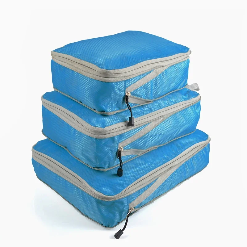 

3PCS Luggage Organizer Set Travel Compression Packing Cubes Suitcase Zipper Foldable Storage Bag for Clothes Shoes Accessories