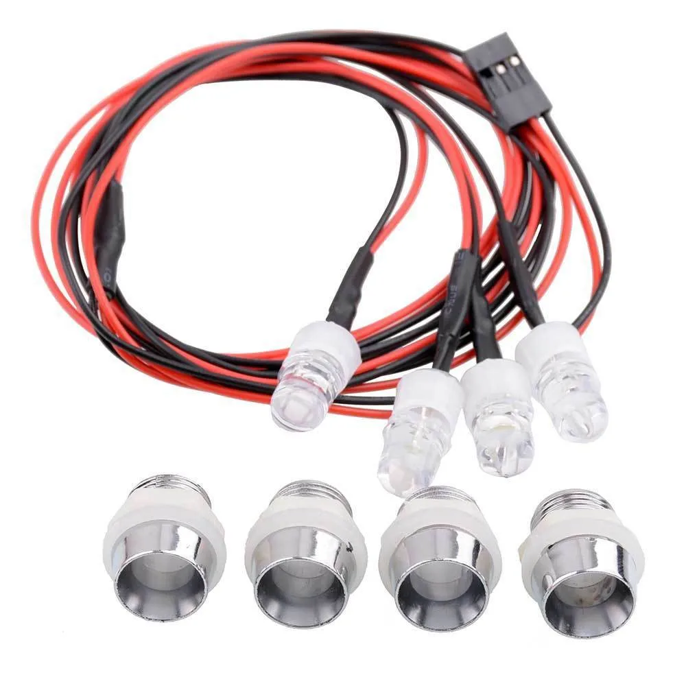 RC Front 8mm White Rear 8mm Red 4P Oil tram LED Headlight For Buggy Truck Car