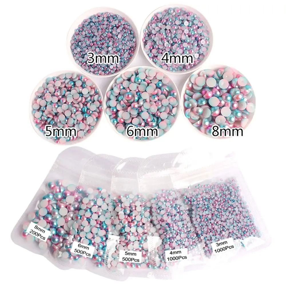 3mm 4mm 5mm 6mm 8mm Mix Color DIY Imitation Garment Beads Pearl ABS Half Round Beads Craft Scrapbook Beads