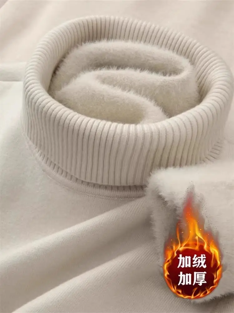 Herbst-Winter Herren Rollkragenpullover aus Strickvelours, Warm, Langarm, Outdoor, Kälteschutz, Lässiger Pullover – Detail 1