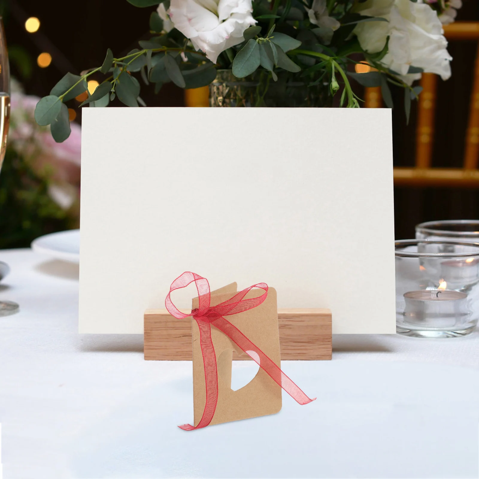 

50pcs Heart Shaped Tags Kraft Paper Red Rope Wedding Birthday Decoration Hollow Design Lightweight Memo Cards