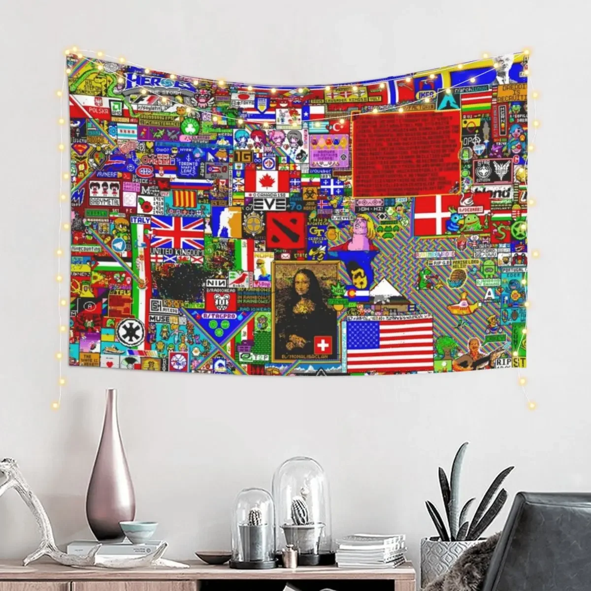 Reddit r/place Final Image - 13k Resolution Tapestry Wall Hanging Wall Wall Decor Tapestry