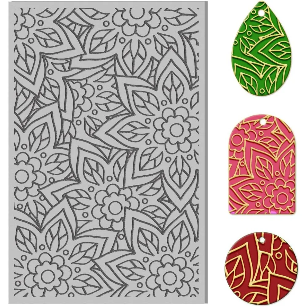 Polymer Clay Texture Sheets Mandala Clay Texture Mat Sheets Polymer Clay Rubber Texture Stamp Mat Flower Pattern