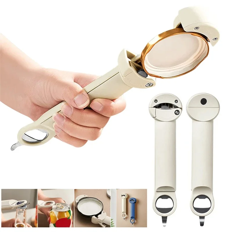 Multi-Function Bottle Opener Retractable Glass Jars Beer Cap Opener Magnetic Suction Stainless Steel Labor-Saving Kitchen Tools