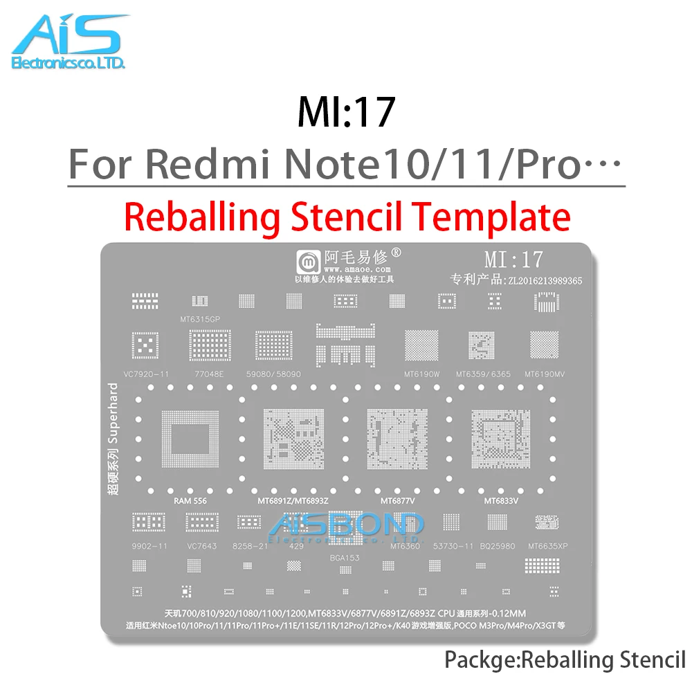 BGA Stencil Reballing Per MT6891Z MT6893Z MT6877V MT6833V Dimensity 700 810 920 1080 1100 1200 Per Redmi Note10 11 12 Pro K40 SE