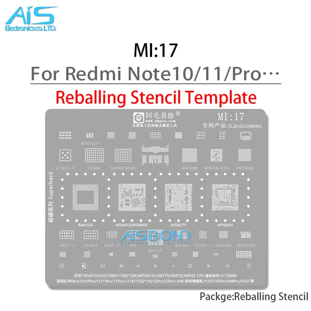 BGA Stencil Reballing dla MT6891Z MT6893Z MT6877V MT6833V Dimensity 700 810 920 1080 1100 1200 dla Redmi Note10 11 12 Pro K40 SE