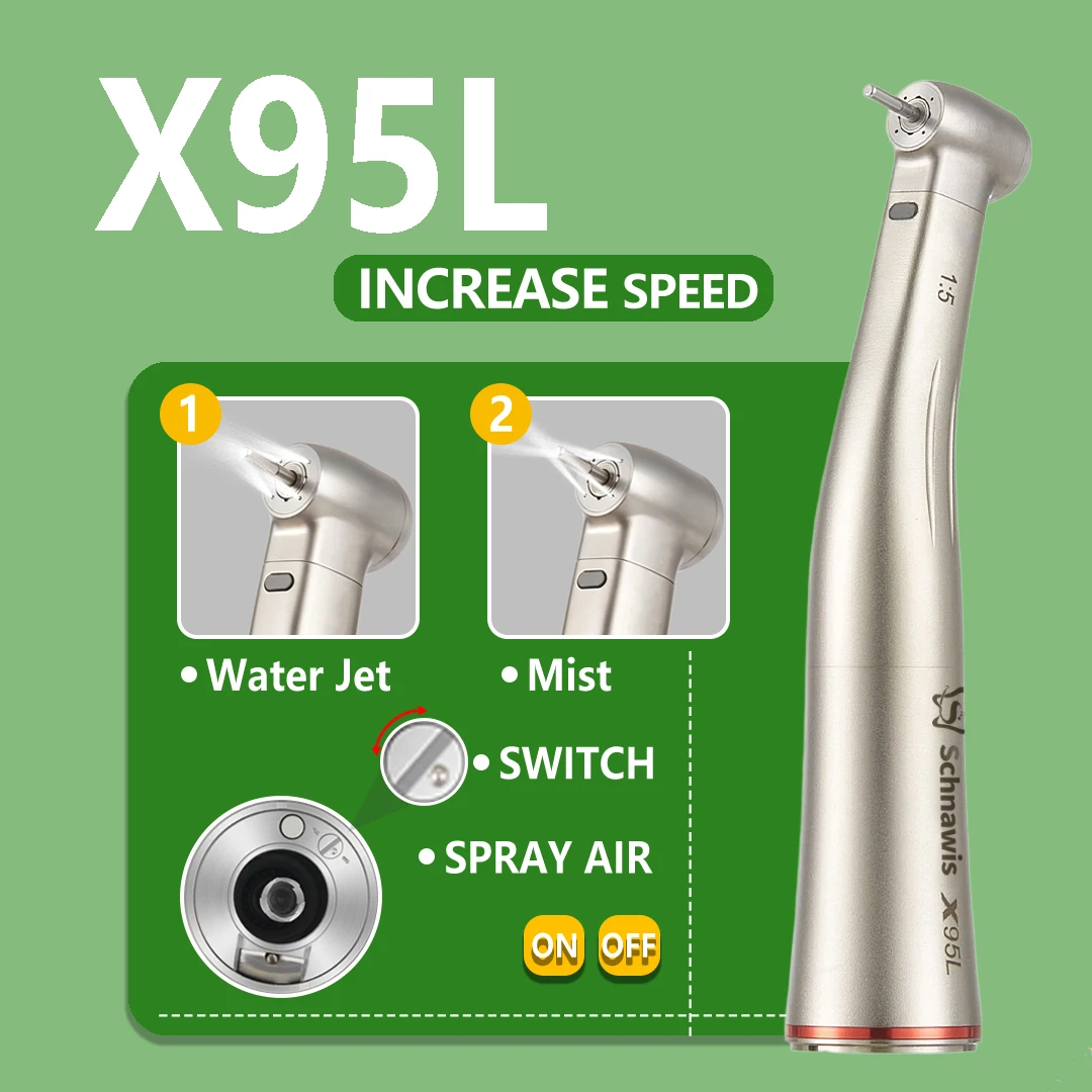 Przycisk łożyska NSK 1:5 Dental Contra Angle Handpiece Increase Speed Handpiece Spray Air On/Off Switch X95L Fiber Red Ring