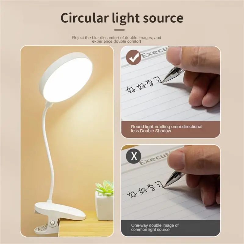 Imagem -04 - Led Desk Lamp para Estudo Bed Reading Livro Night Light Clip on Modos Room Decor Office Work Eye Protection