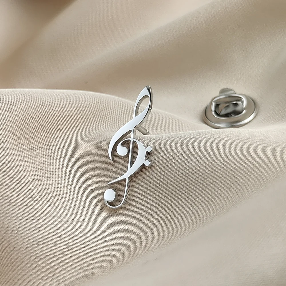유행 음악 기호 브로치 스테인레스 스틸 옷깃 핀, 멜로디 기호, 음악 애호가 액세서리, 인기 음악 액세서리