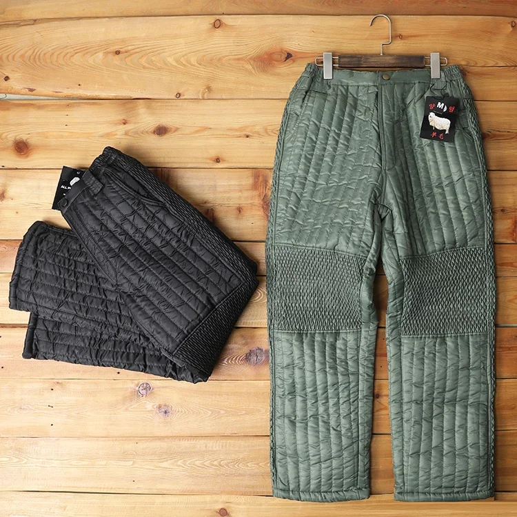 

Warm Wool Cotton Pants High Waist Men's Casual Workwear Trousers Old Sle Winter Thi Elastic Waist Large Size