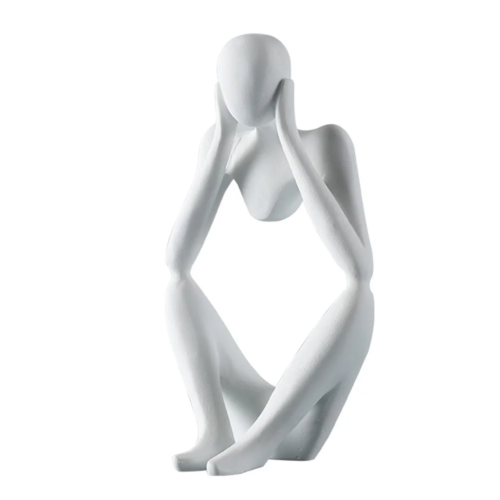 

Thinker Statue Decorative Abstract Sculpture Exquisite Art Decor Home Office Party Room Desktop Decor Unique Artistic Ornament