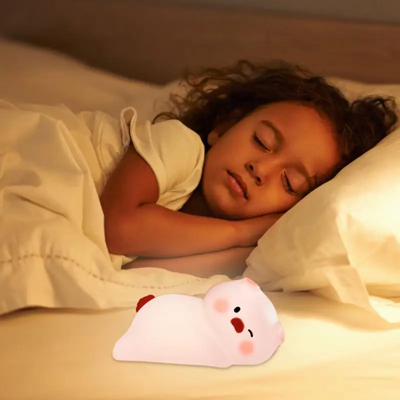 

Animal Night Light Silicone Lamp Adjusted Brightness 3 Modes Pat Lamp With Timer USB Rechargeable For Kitchen Breastfeeding