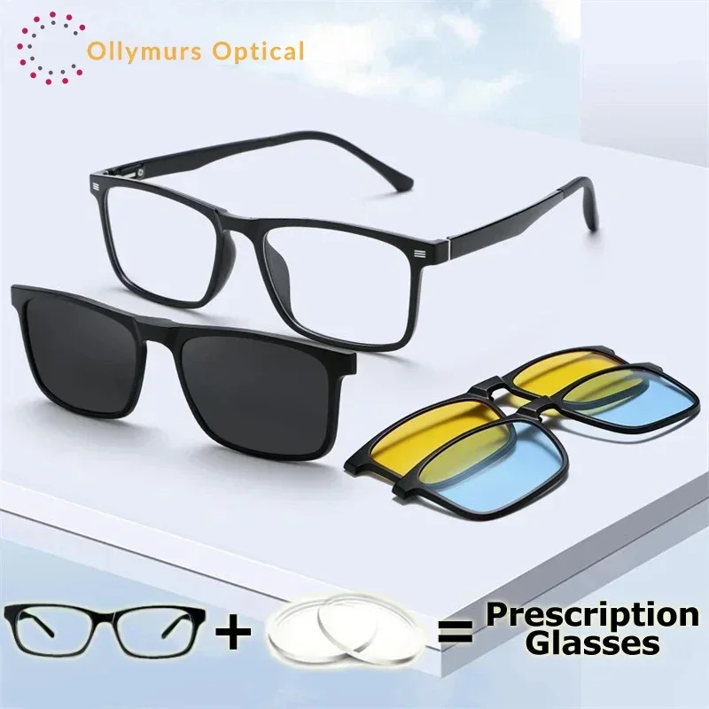 

XUKA Prescription Glasses Men Clip Magnet Sunglasses Myopia Recipe Clear Lenses Aspherical Minus Multifocal Progressive Glas