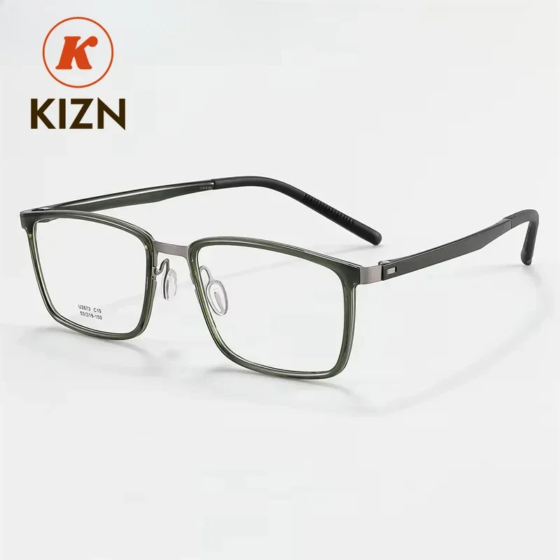 

KIZN 138-140 mm Frame Flexible Glasses Men Optical Prescription Eyewear for Male Ultra Thin Titanium Screwless Designer Gafas