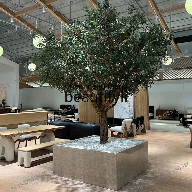 Árbol de olivo simulado Grandes plantas verdes de piso a techo Decoración de paisajes interiores y exteriores Árbol falso Estilo nórdico