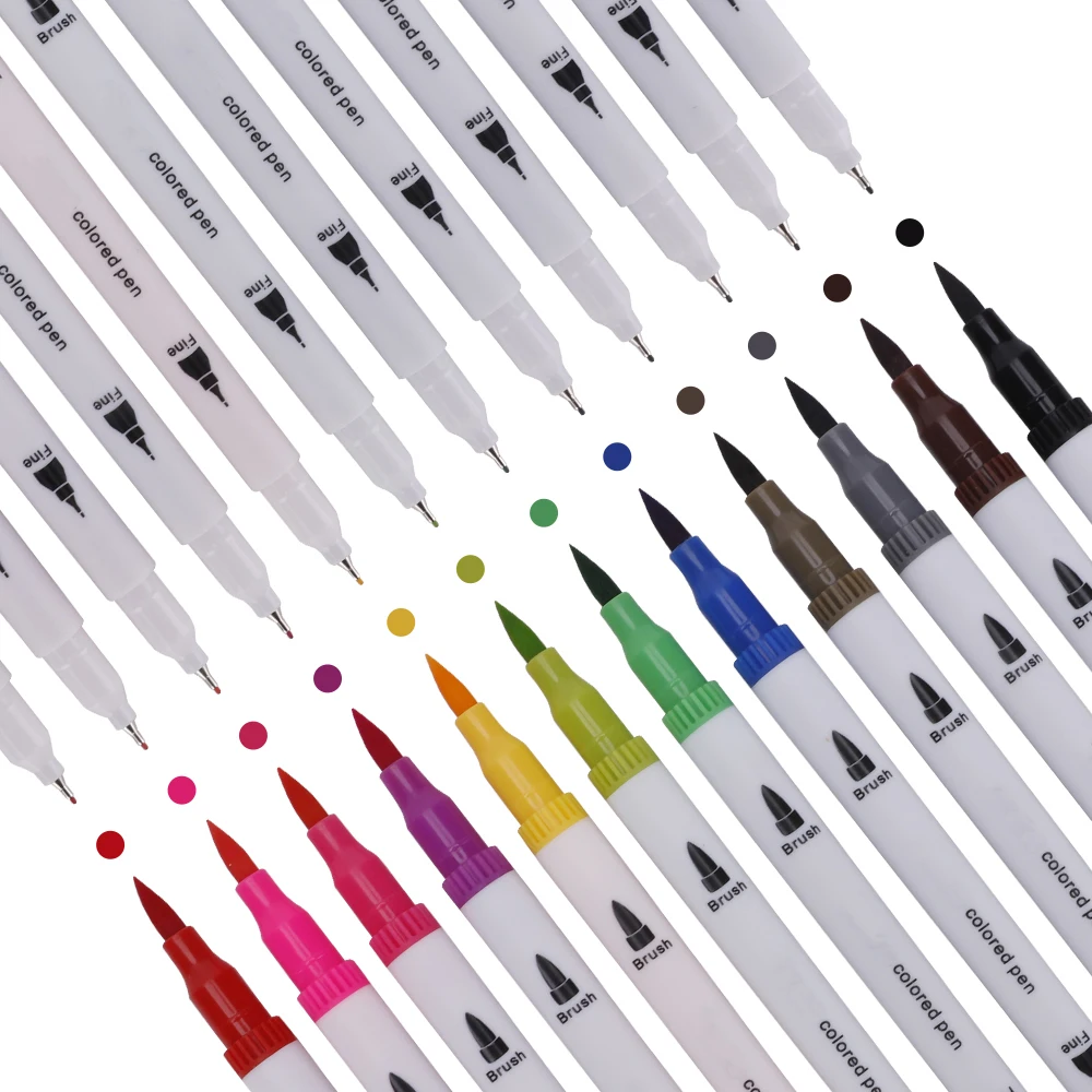 12/24 Colors Dual Tips Brush Pen Markers Manga Sketching Markers Watercolor Pen Alcohol Felt Drawing Set Art School Supplies