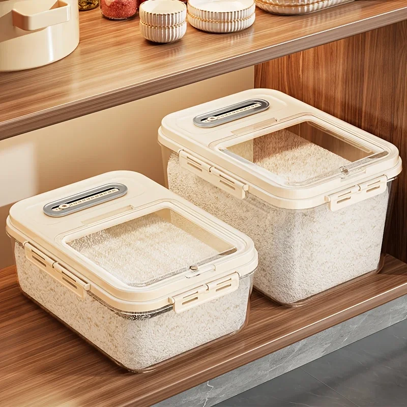 Insect Proof Moisture Proof Rice Box Transparent Storing Dry Grain Sealed Jar 5/10KG Storage Kitchen Container Food Storage Box