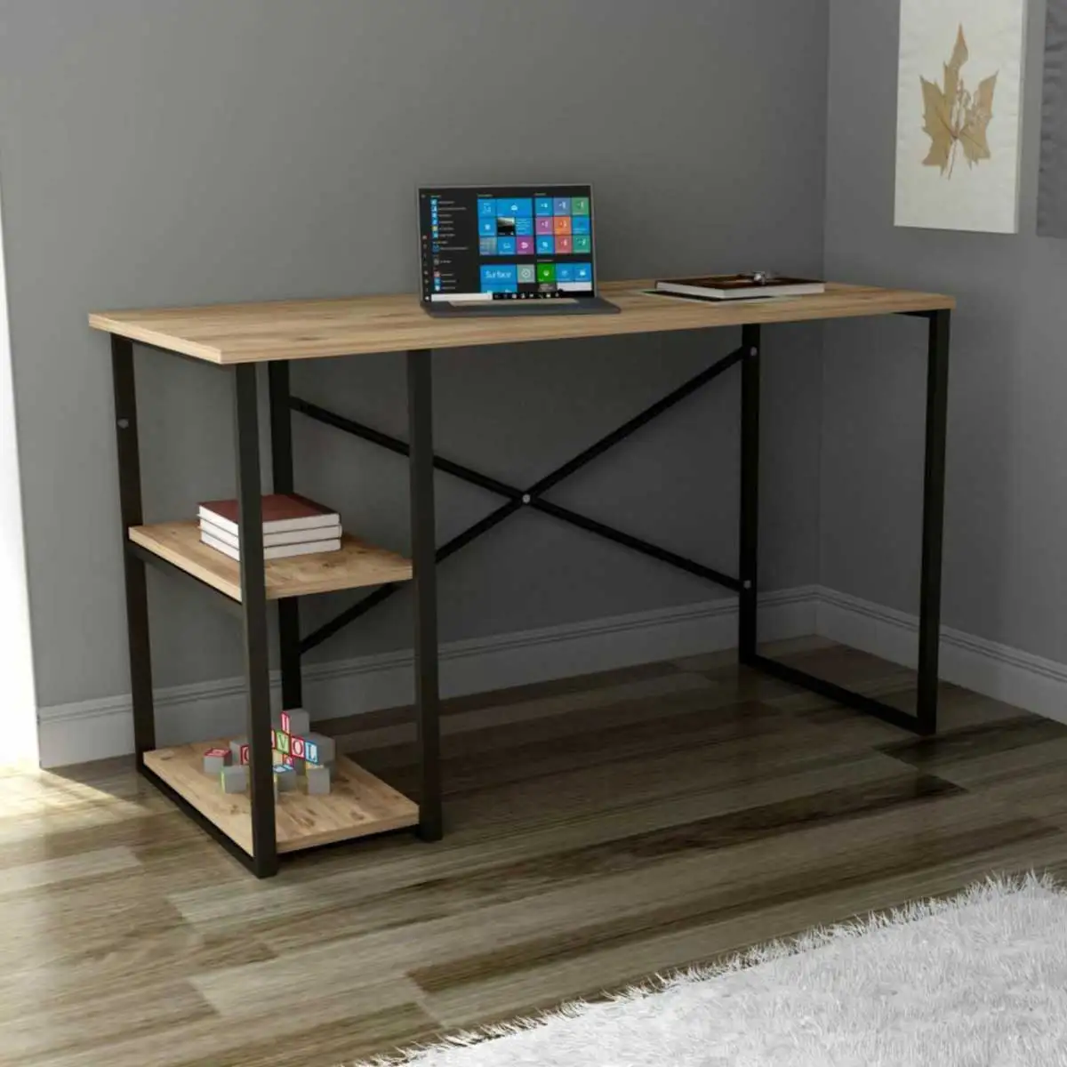 ax-Modern Convertible Extendable Luxury Metal Work Desk for Office & Home