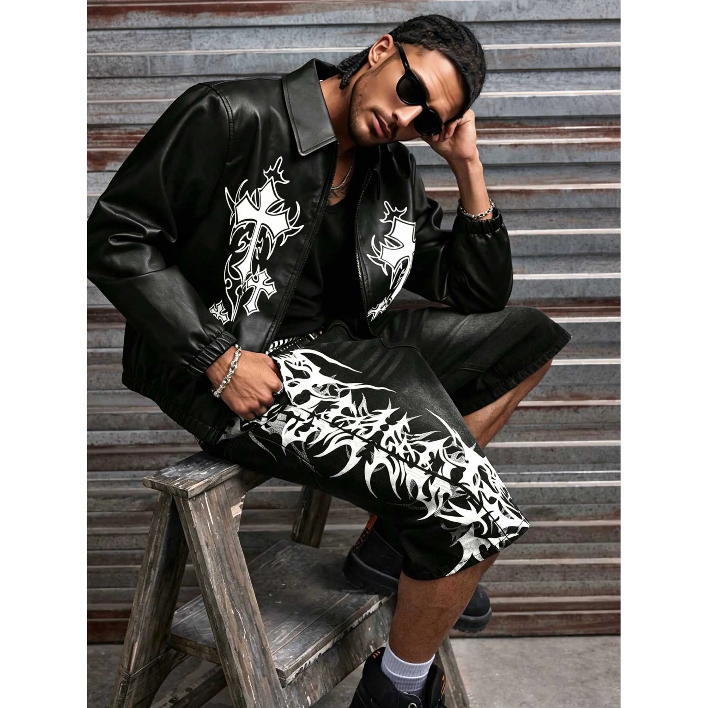 homies network 手袋 y2k wasted london Men Black Non-Stretch Denim