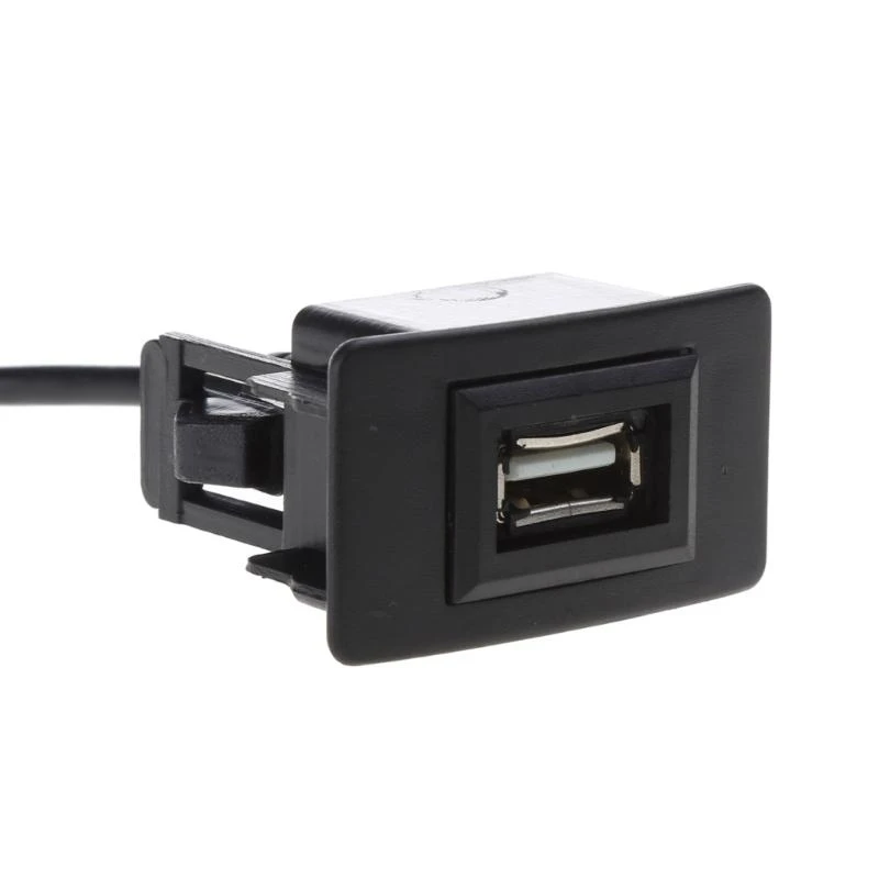  Square Single Port USB Panel Dashboard Mount Extension Cable for Car Truck Boats (25cm 9.8'')