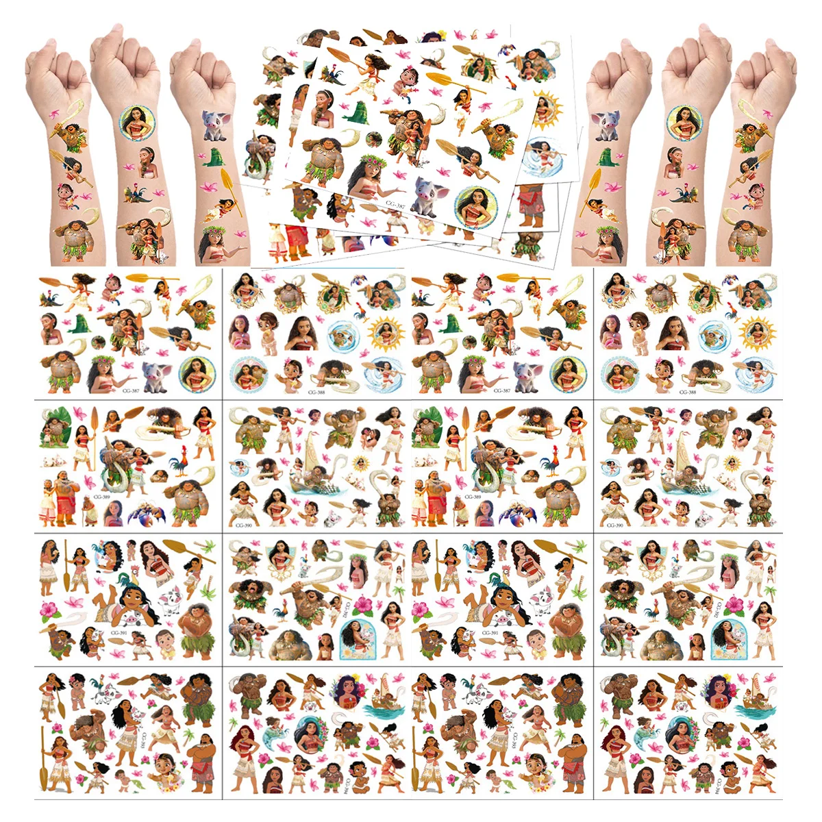 

Moana Maui Tattoo Stickers Vaiana Oceania Party Favor Gifts Pinata Fillers Children's Birthday Surprises Supplies Children toys