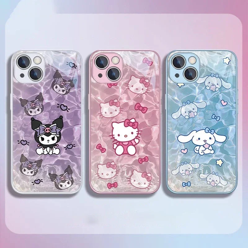 Summer Swim Hello Kitty Metallic-Color Phone Case For Samsung S10 S20 S21 S22 S23 S8 S9 S24 S25 FE PLUS Ultra 5G Glass Hard