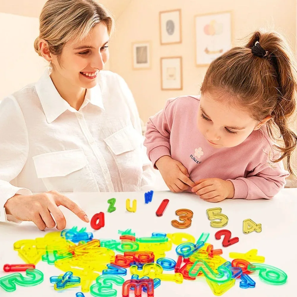 Boîtes de rangement pour jouets de table lumineuse, chiffres, alphabet, aides aux chiffres, plastique coloré, lettres Montessori