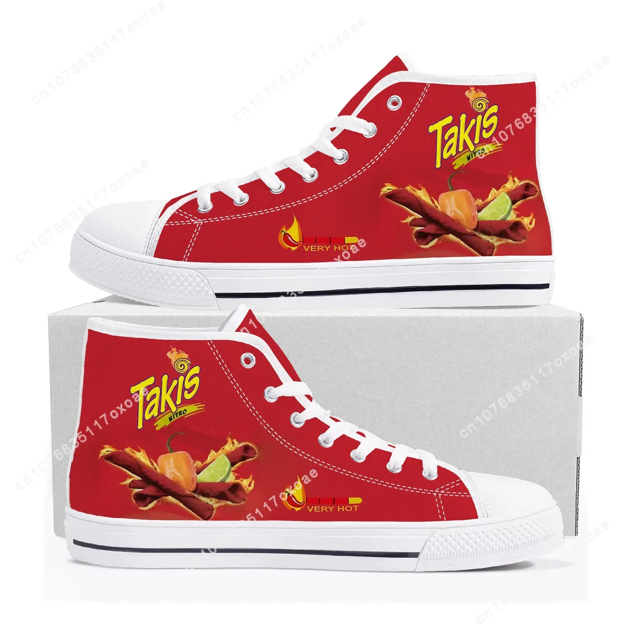 Funny Chips Takis Food Snack High Top Sneakers Mens Womens Teenager High Quality Canvas Sneaker couple Casual Shoe Custom Shoes