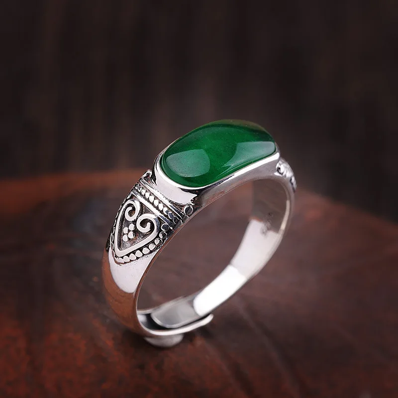 

Уродливые винтажные ювелирные изделия в форме сердца с этническими узорами для женщин, прямоугольные кольца из горячего розового корундового агата для женщин, тайское серебро 925 пробы