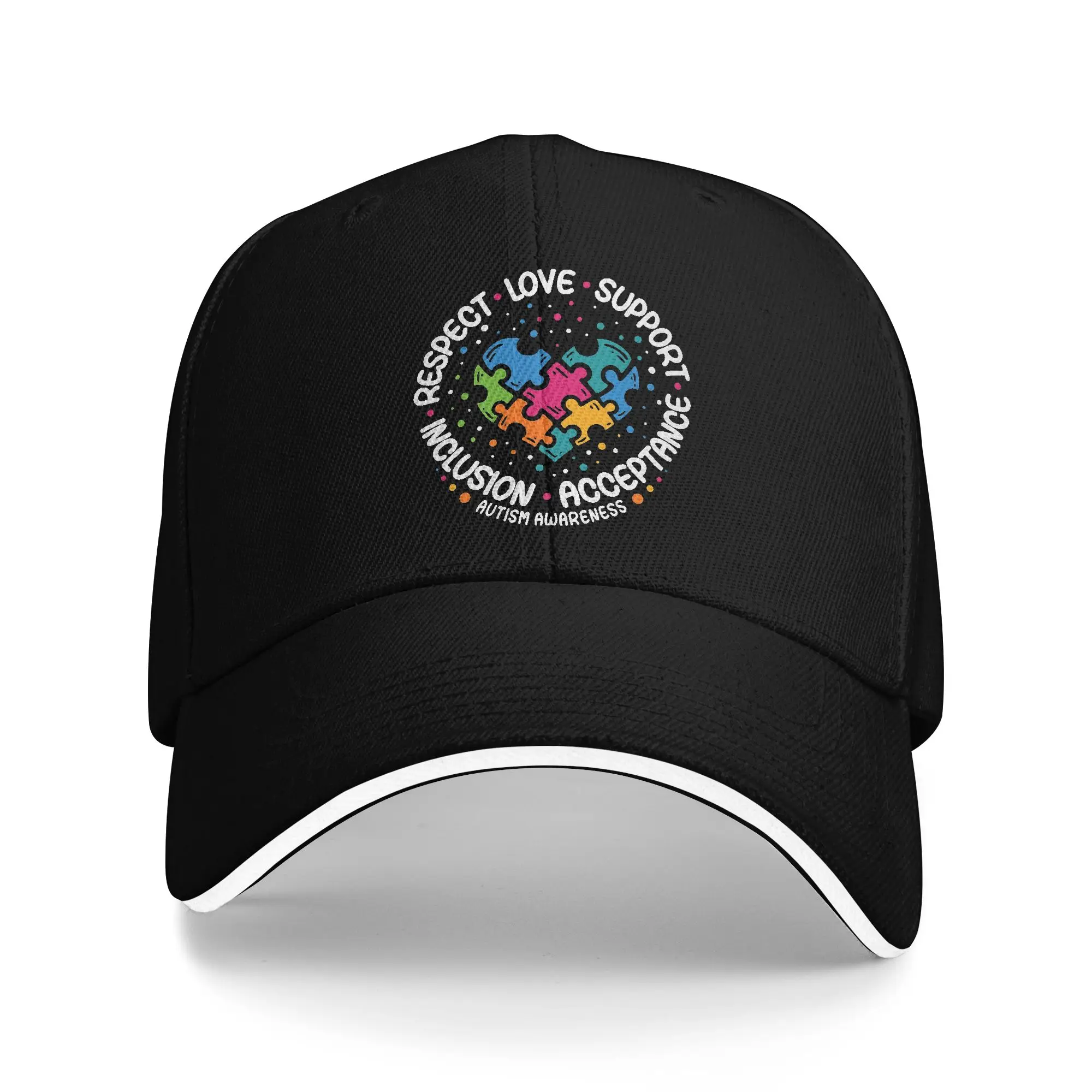 Summer Autism Awareness Respect Love Support  Baseball Caps Unisex Style Trucker Hat  Daily Golf Adjustable Sun Caps