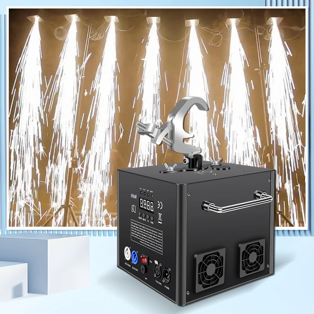 pendurado frio faisca maquina fogos de artificio flame pulverizador equipamento sparkler efeito de palco para dj disco casamento 600w dmx512 01