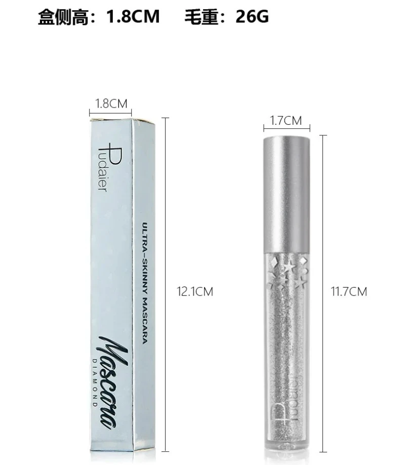 Darmowa Wysyłka Diamentowy Brokat Perłowy Maskara do Rzęs Podkręcająca Przedłużająca Makijaż z Brokatem na Scenę Wydłużająca Rzęsy Kosmetyk