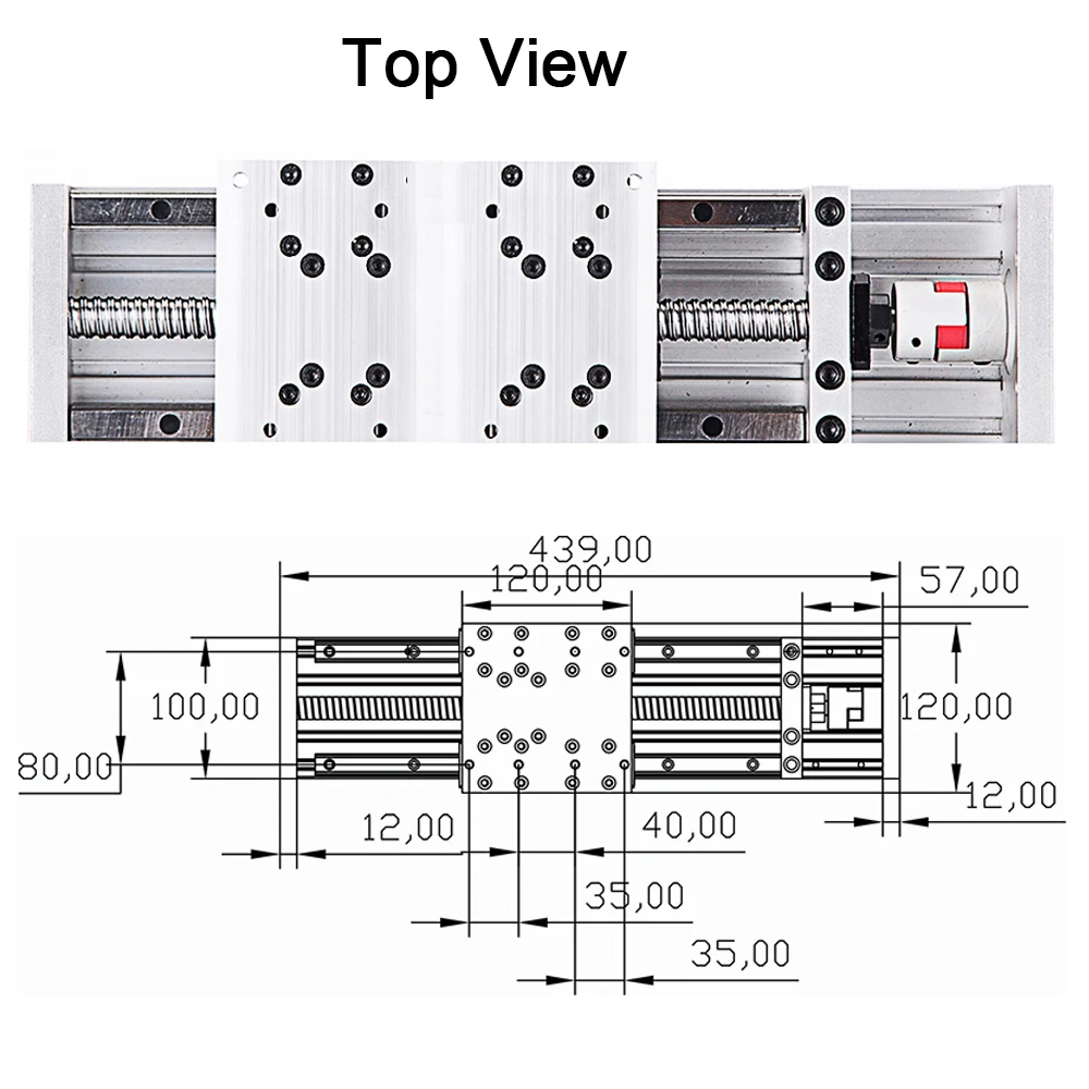 الشريحة المرحلة مزدوجة الخطية السكك الحديدية XYZ محور BallScrew1605 1610 ل Nema 23 34 محرك متدرج 60 80 مللي متر شفة محرك معزز Maxload 100 كجم