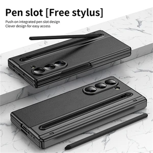 Untuk Samsung Galaxy Z Fold 7 6 5 4 3 Casing Ponsel Engsel Kulit Penutup Pelindung Slot Pena S Kaca Layar Luar untuk Galaxy Z Fold 7 6 casing samsung z fold 3 dengan penjualan terbaik dengan s pen - №