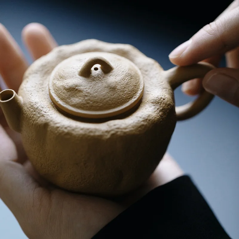 Purely Handmade Zisha Clay Made From Raw Gold Section Clay Single Teapot With Filter Ball Empty Kung Fu Tea Set