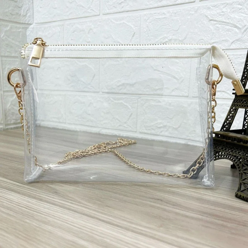 Clear Pack Bag Shoulder Bag Women Transparent Metal Chain Bag Wallet Gift Transparent Crossbody Bag Sports Concert Ball Party