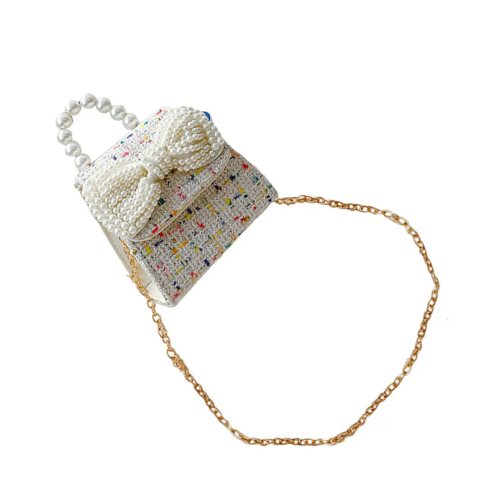 Sac à main avec nœud en perles, sac à bandoulière, petit fourre-tout à nœud papillon, poignée en perle élégante, cadeau, accessoires de jeu, décor fonctionnel