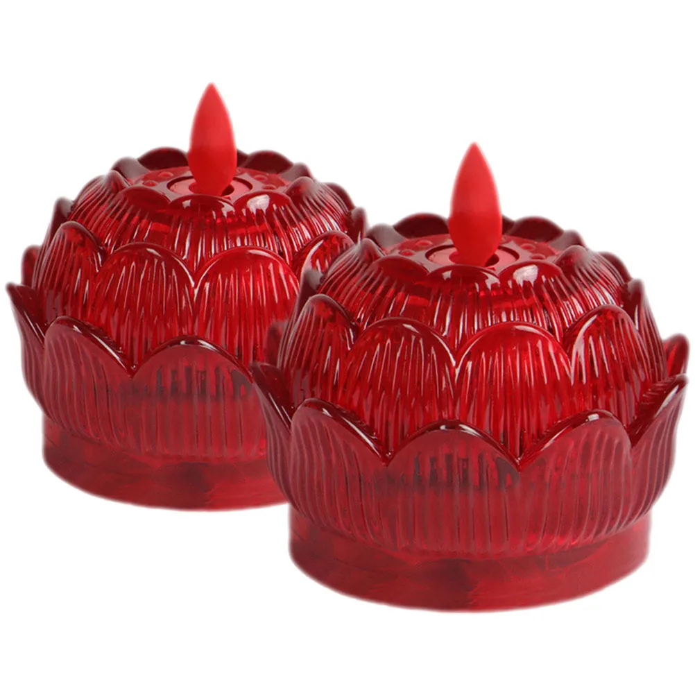 

2 Pcs Electronic Light Flameless Flickering Candles Electric Votive Red Tea Lights