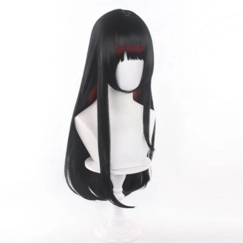 Magical Girl Witch Trial Nikaidou Hiro Cosplay Wig Black Long Hair with Red Wig for Cosers Cosplay Party Halloween