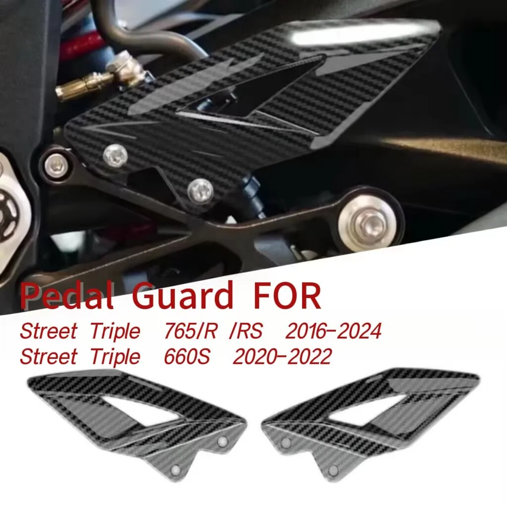 For Street Triple 765R 765RS 2016‑2024 Motorcycle Pedal Guard Heel Plate Decorative Accessories