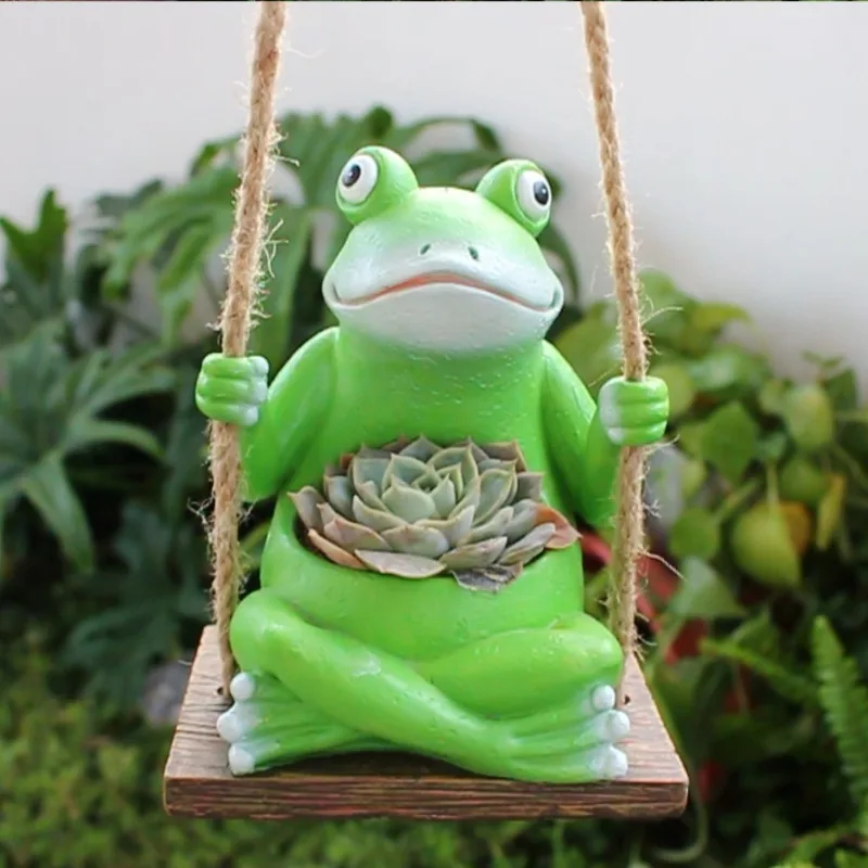 

Creative Resin Swing Frog Flowerpot Ornaments Outdoor Balcony Courtyard Fleshy Flowerpot Crafts Garden Decoration Accessories